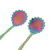 Max 2pcs Symphony Gold Plated Petal Coffee Tea Salt Soup Spoon Plum Sunflower - Aladdin Shoppers