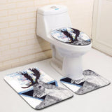 Max 3 Pieces Polyester Fiber Nonslip Bath Mat Contour Mat Toilet Lid Cover Set B - Aladdin Shoppers