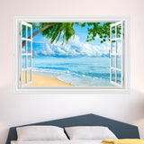 Max 3D Beach Seascape Fake Windows Wall Decal For Living Shade Beach - Aladdin Shoppers