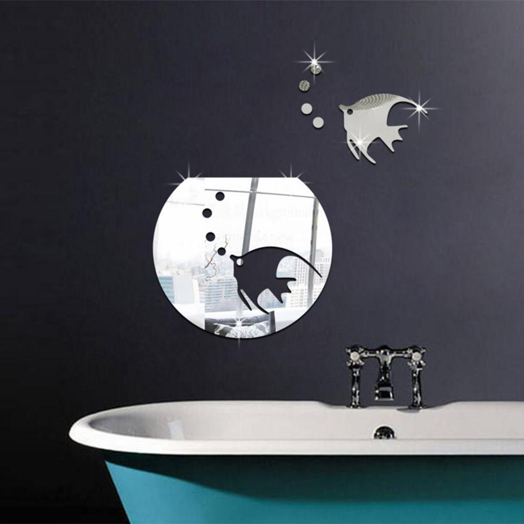 Max 3d Fish Tank Wall Sticker Mirror Acrylic Wall Decal for Bedroom Silver Color - Aladdin Shoppers