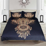 Max 3Pcs Bedding Set Golden Print Duvet Cover Pillowcase Dreamcatcher-173x218cm - Aladdin Shoppers