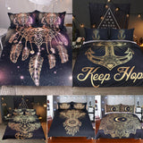 Max 3Pcs Bedding Set Golden Print Duvet Cover Pillowcase Eyes - 173cmx218cm - Aladdin Shoppers