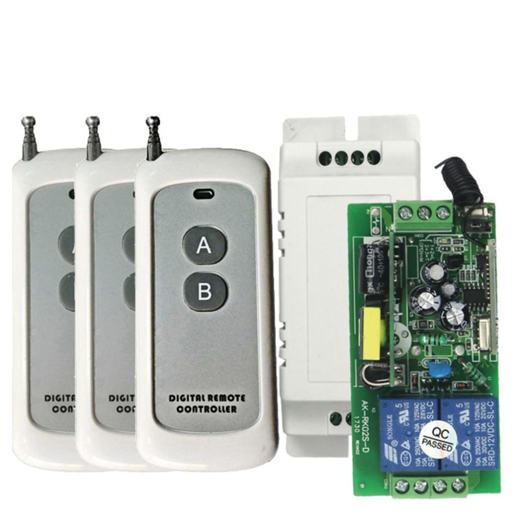 Max 433MHz Wide Voltage Power Supply 2-way Switch + 3pcs 2-button Remote Control - Aladdin Shoppers