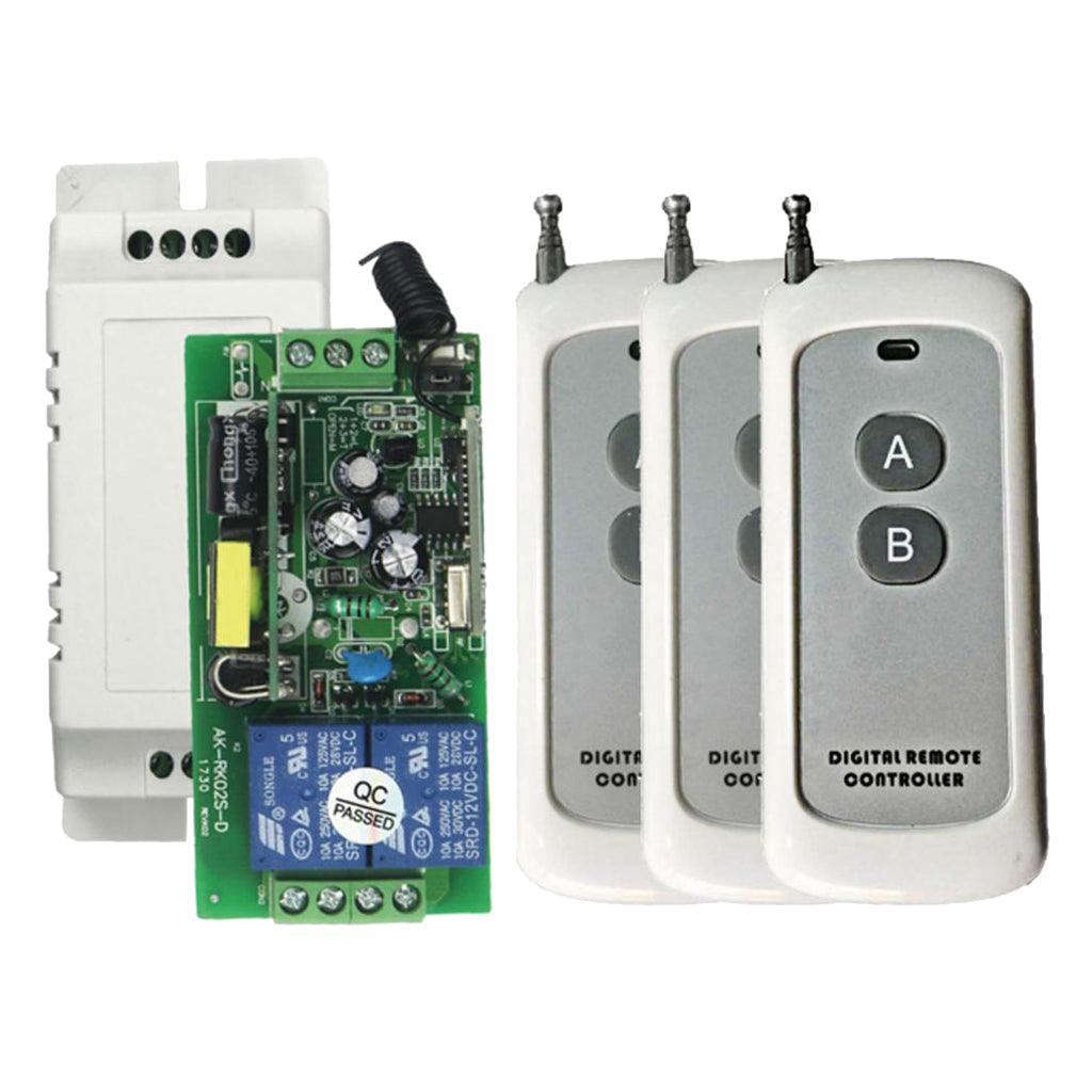 Max 433MHz Wide Voltage Power Supply 2-way Switch + 3pcs 2-button Remote Control - Aladdin Shoppers