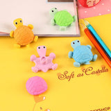 Max 4pcs Cartoon Animal Little Turtle Cute Stationery Eraser Yellow - Aladdin Shoppers