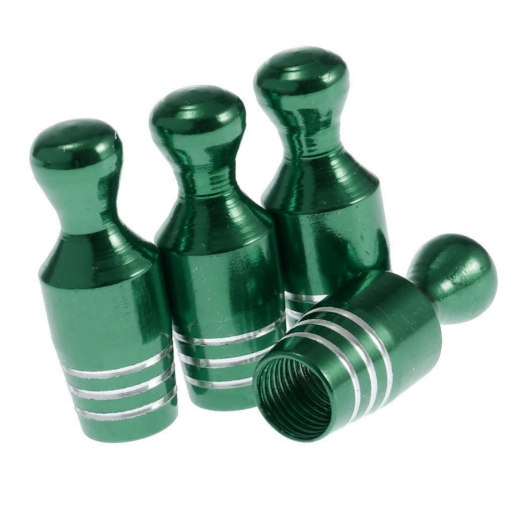 Max 4X Car Bicycle Wheel Tire Air Valve Stems Cap Dust Cover Bowling Type Green - Aladdin Shoppers