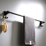 Max 59 cm aluminum black matte bathroom towel rack with hooks Black_1 bar - Aladdin Shoppers