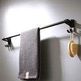 Max 59 cm aluminum black matte bathroom towel rack with hooks Black_1 bar - Aladdin Shoppers