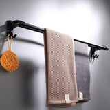 Max 59 cm aluminum black matte bathroom towel rack with hooks Black_2 bars - Aladdin Shoppers