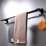 Max 59 cm aluminum black matte bathroom towel rack with hooks Black_2 bars - Aladdin Shoppers