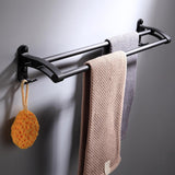 Max 59 cm aluminum black matte bathroom towel rack with hooks Black_2 bars - Aladdin Shoppers