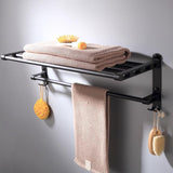 Max 59 cm aluminum black matte bathroom towel rack with hooks Black_4 bars - Aladdin Shoppers