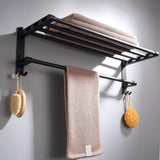 Max 59 cm aluminum black matte bathroom towel rack with hooks Black_4 bars - Aladdin Shoppers