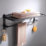 Max 59 cm aluminum black matte bathroom towel rack with hooks Black_4 bars - Aladdin Shoppers