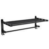 Max 59 cm aluminum black matte bathroom towel rack with hooks Black_4 bars