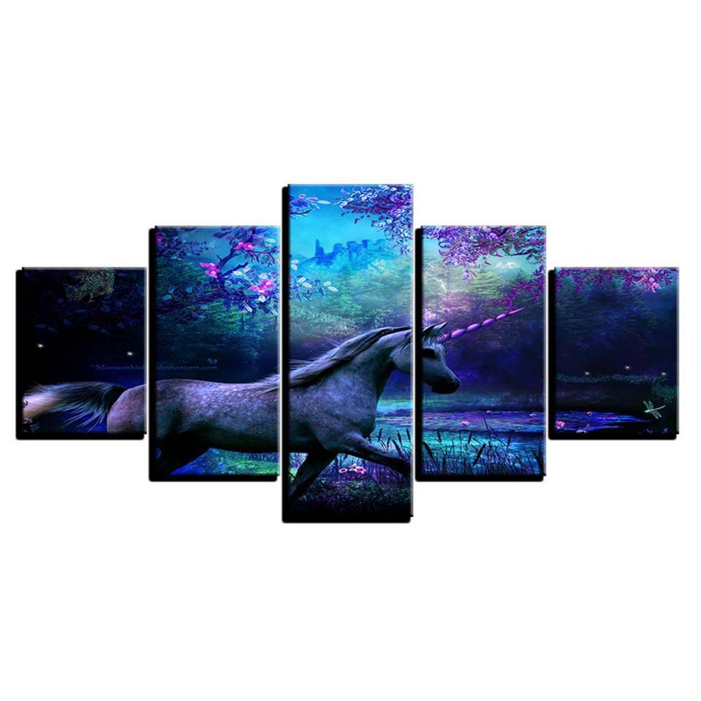 Max 5Pcs Wall Painting Modern Decoration Living Room Canvas Prints Unicorn - Aladdin Shoppers