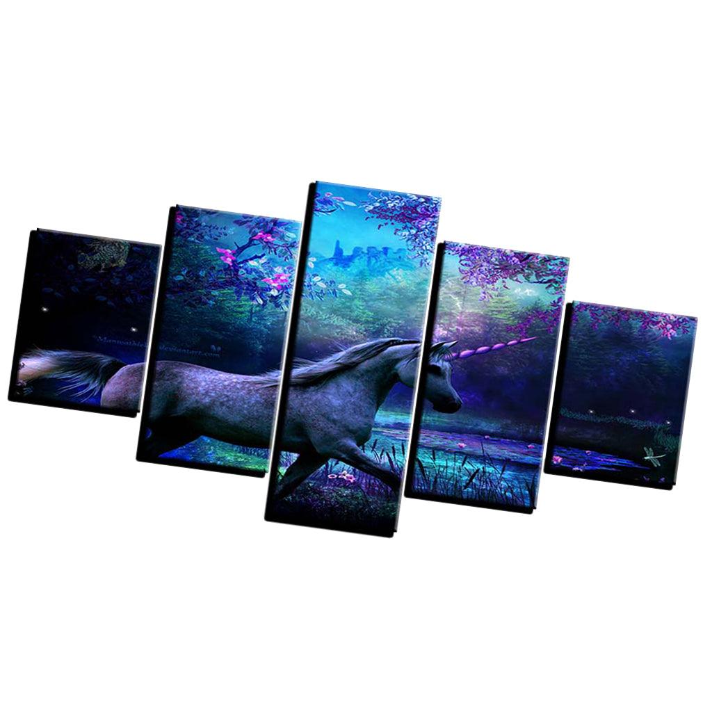 Max 5Pcs Wall Painting Modern Decoration Living Room Canvas Prints Unicorn - Aladdin Shoppers