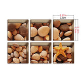 Max 6pcs 13x13cm 3D Effect Anti Slip Waterproof Bathtub Sticker Pebble (Brown) - Aladdin Shoppers