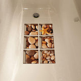 Max 6pcs 13x13cm 3D Effect Anti Slip Waterproof Bathtub Sticker Pebble (Brown) - Aladdin Shoppers