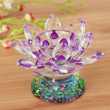 Max 7 Colors Buddhist Crystal Glass Tea Light Lotus Flower Candle Holder Purple - Aladdin Shoppers