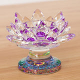Max 7 Colors Buddhist Crystal Glass Tea Light Lotus Flower Candle Holder Purple - Aladdin Shoppers