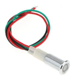 Max 8mm 12V Flat LED Metal Indicator Pilot Dash Light Lamp With Wire Lead White - Aladdin Shoppers