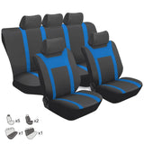 Max 9Pcs Universal Car Seat Covers Breathable Cushion Full Set Black & Blue - Aladdin Shoppers