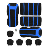 Max 9Pcs Universal Car Seat Covers Breathable Cushion Full Set Black & Blue - Aladdin Shoppers