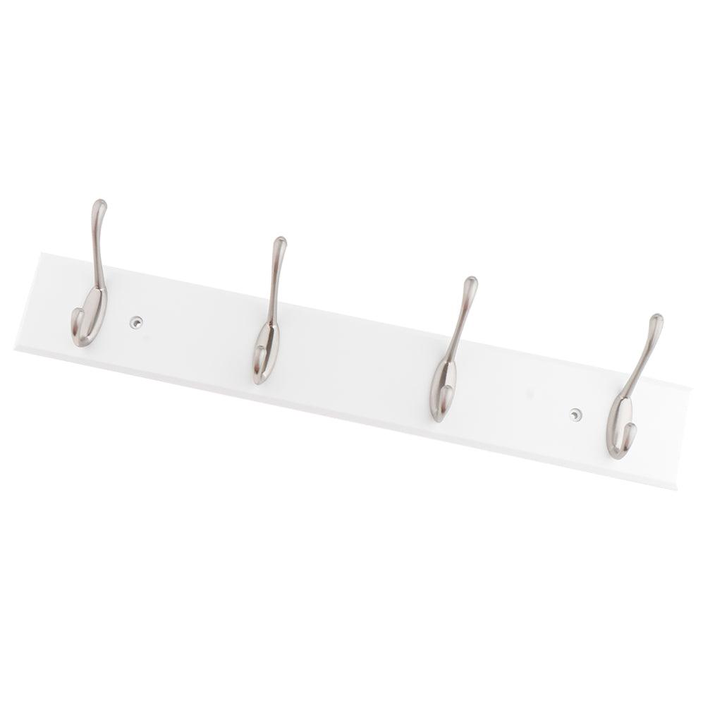 Max Bamboo Clothes Hooks Wall Mounted Coat Rack Organizer Hanger 4 Hooks White