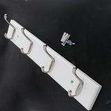 Max Bamboo Clothes Hooks Wall Mounted Coat Rack Organizer Hanger 4 Hooks White - Aladdin Shoppers