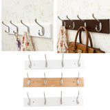 Max Bamboo Clothes Hooks Wall Mounted Coat Rack Organizer Hanger 4 Hooks White - Aladdin Shoppers