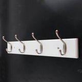 Max Bamboo Clothes Hooks Wall Mounted Coat Rack Organizer Hanger 4 Hooks White - Aladdin Shoppers