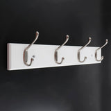 Max Bamboo Clothes Hooks Wall Mounted Coat Rack Organizer Hanger 4 Hooks White - Aladdin Shoppers