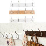 Max Bamboo Clothes Hooks Wall Mounted Coat Rack Organizer Hanger 4 Hooks White - Aladdin Shoppers