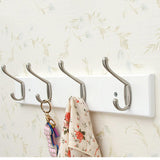 Max Bamboo Clothes Hooks Wall Mounted Coat Rack Organizer Hanger 4 Hooks White - Aladdin Shoppers