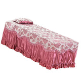 Max Beauty Massage Table Skirt Bed Valance Sheet & Pillow Case Floral-Russet Red - Aladdin Shoppers