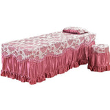 Max Beauty Massage Table Skirt Bed Valance Sheet & Pillow Case Floral-Russet Red - Aladdin Shoppers