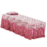 Max Beauty Massage Table Skirt Bed Valance Sheet & Pillow Case Floral-Russet Red - Aladdin Shoppers