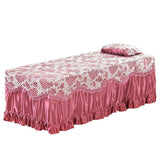 Max Beauty Massage Table Skirt Bed Valance Sheet & Pillow Case Floral-Russet Red - Aladdin Shoppers