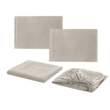 Max Bed Sheets Set-1xFlat Sheet 1xFitted Sheet 2xPillowcase Silver Grey_QUEEN