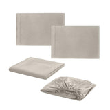 Max Bed Sheets Set-1xFlat Sheet 1xFitted Sheet 2xPillowcase Silver Grey_QUEEN - Aladdin Shoppers