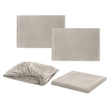 Max Bed Sheets Set-1xFlat Sheet 1xFitted Sheet 2xPillowcase Silver Grey_QUEEN - Aladdin Shoppers