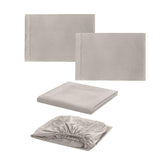 Max Bed Sheets Set-1xFlat Sheet 1xFitted Sheet 2xPillowcase Silver Grey_QUEEN - Aladdin Shoppers