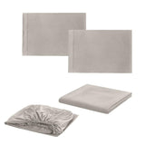 Max Bed Sheets Set-1xFlat Sheet 1xFitted Sheet 2xPillowcase Silver Grey_QUEEN - Aladdin Shoppers