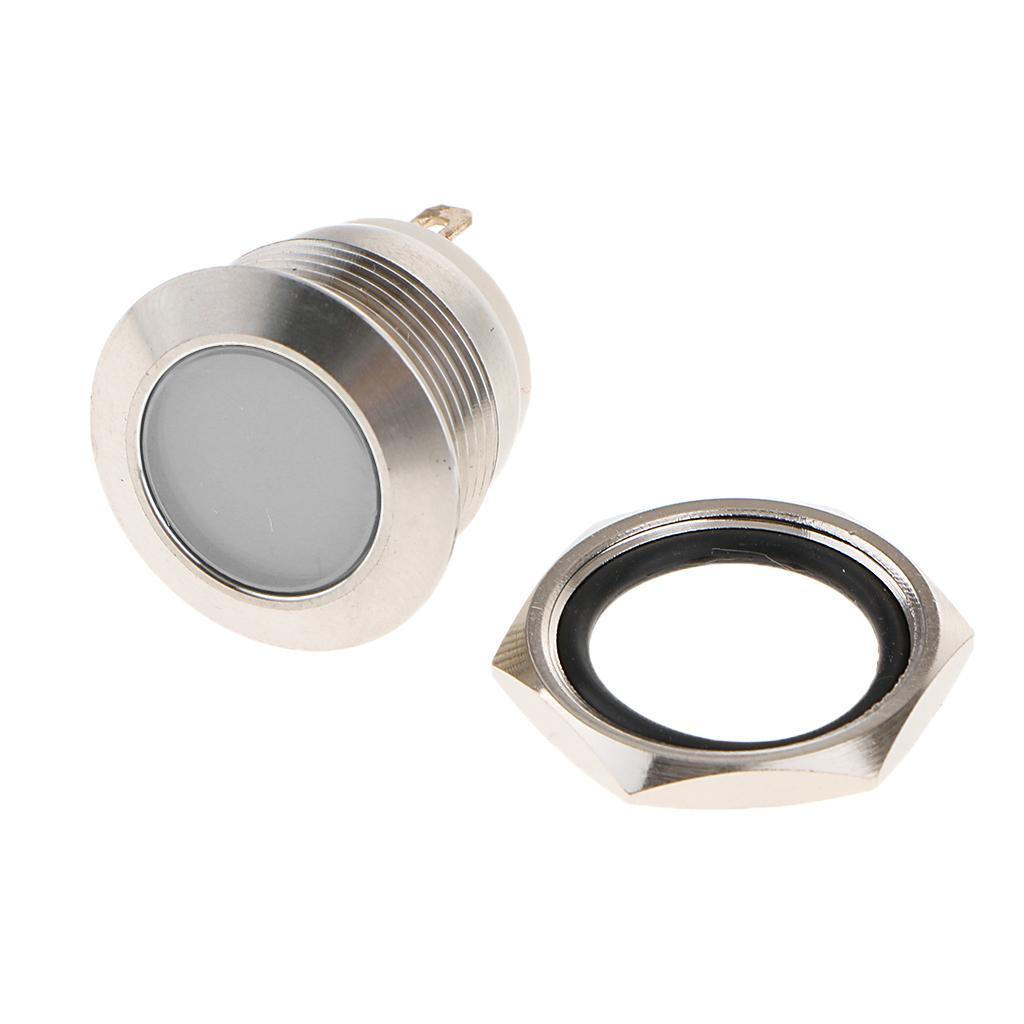 Max Car Motorcycle DC12V 19mm Dash Panel Indicator Light with Wrie Leads  White