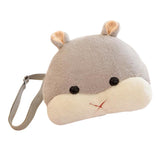 Max Cartoon Hamster Shoulder Bag with Hand Warmer Plush Stuffed Animal Toy Grey - Aladdin Shoppers