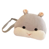 Max Cartoon Hamster Shoulder Bag with Hand Warmer Plush Stuffed Animal Toy Grey