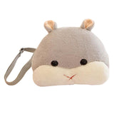 Max Cartoon Hamster Shoulder Bag with Hand Warmer Plush Stuffed Animal Toy Grey - Aladdin Shoppers