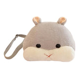 Max Cartoon Hamster Shoulder Bag with Hand Warmer Plush Stuffed Animal Toy Grey - Aladdin Shoppers