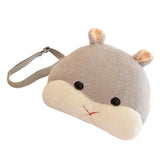 Max Cartoon Hamster Shoulder Bag with Hand Warmer Plush Stuffed Animal Toy Grey - Aladdin Shoppers